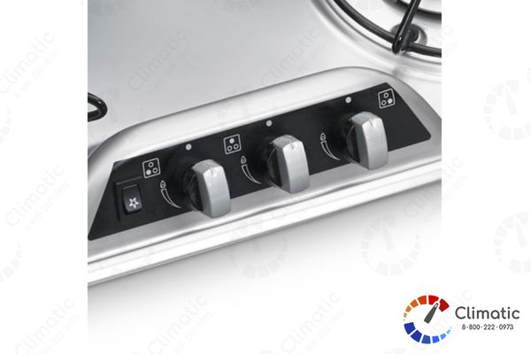 Варочная панель газовая Dometic HBG 3440, 3 конф,1*1000Вт; 2*1800Вт, 335 г/ч, 30мбар, стекл.крышка, поджиг 12В