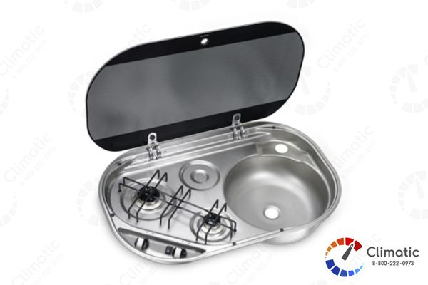 Dometic HSG 2440R, 2 конф., 1х1000Вт;1х1800Вт, 204г/ч, 30мбар, стекл.крышка, поджиг 12В, прав.